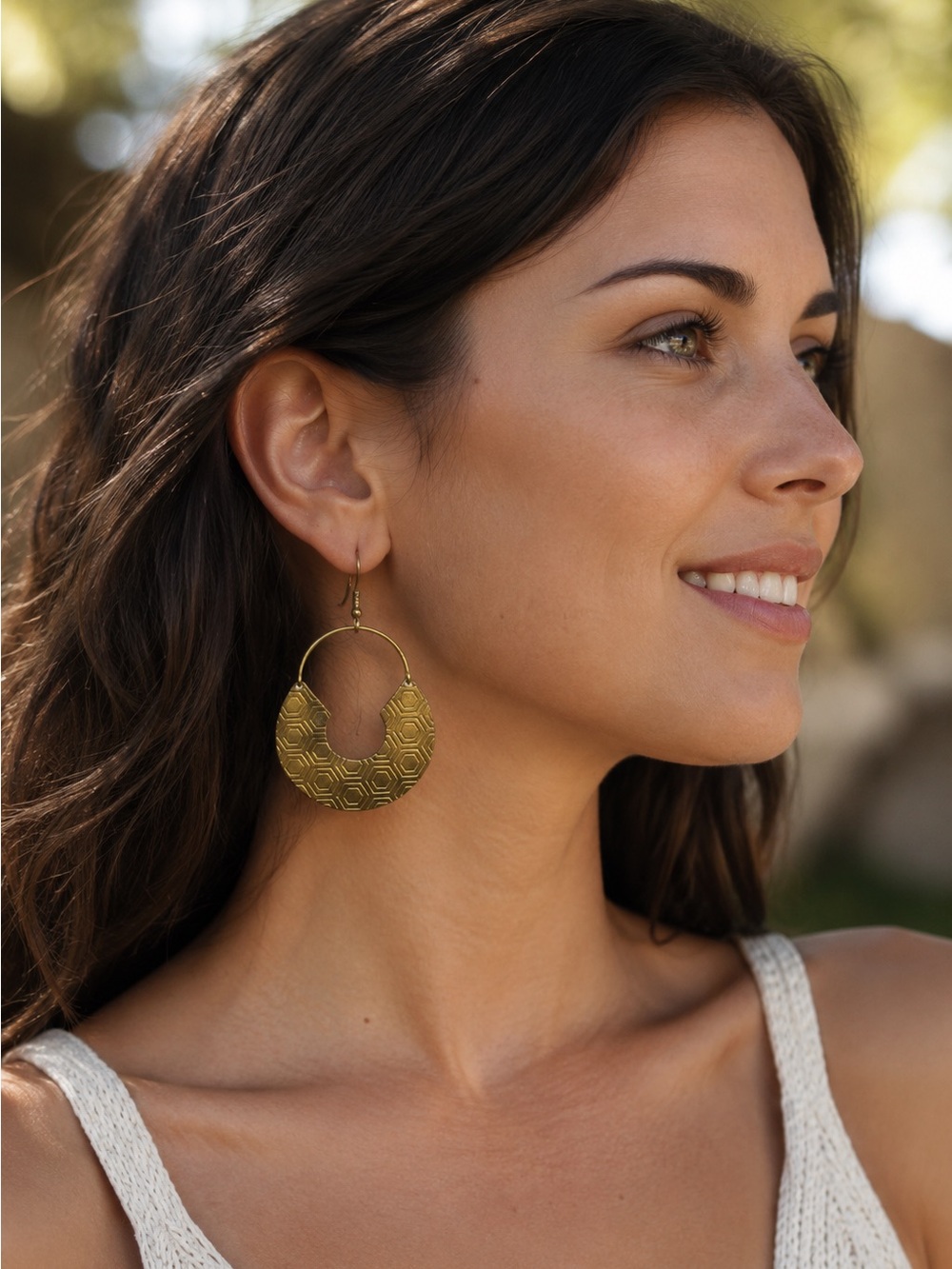 Gold Metal Geometric Hoop Earrings